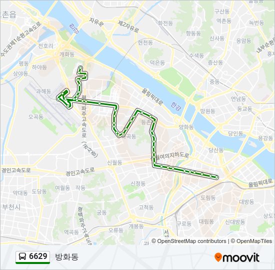 6629 버스 노선 지도