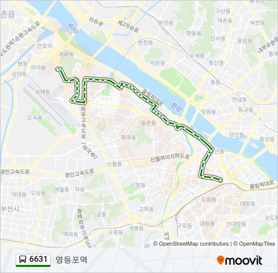 6631 버스 노선 지도