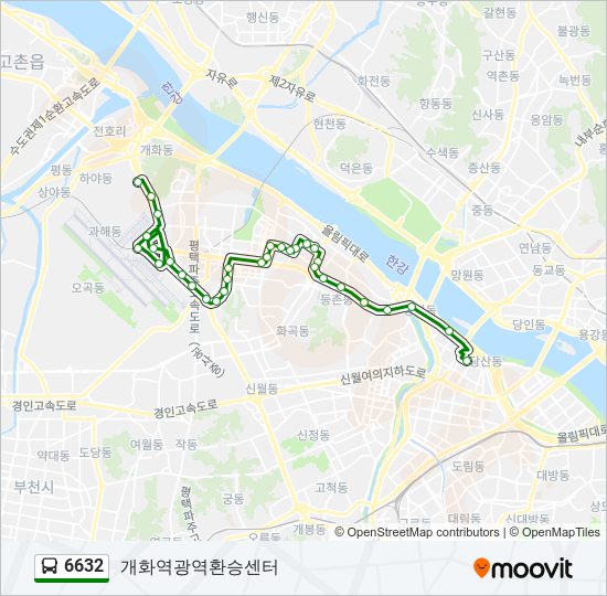 6632 버스 노선 지도
