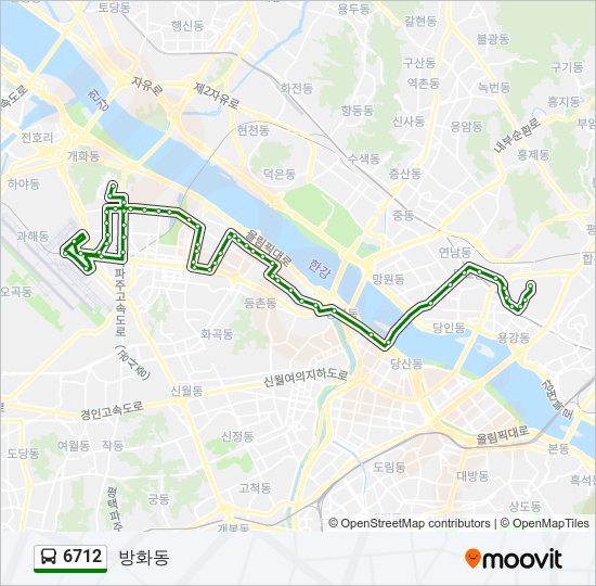 6712 버스 노선 지도