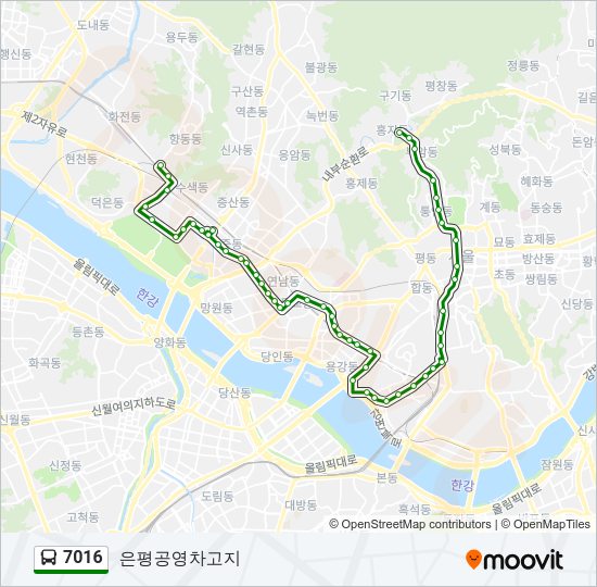 7016 버스 노선 지도