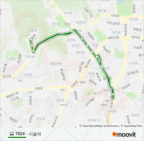 7024 버스 노선 지도