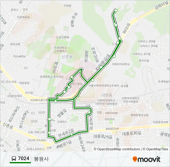 7024 버스 노선 지도