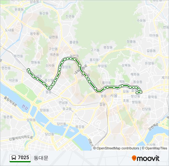 7025 버스 노선 지도