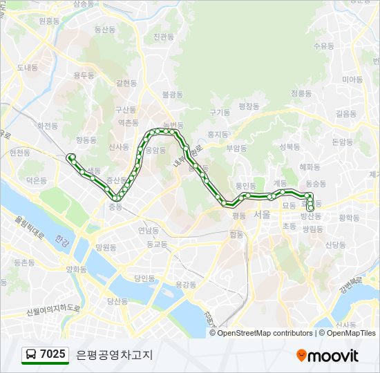 7025 버스 노선 지도