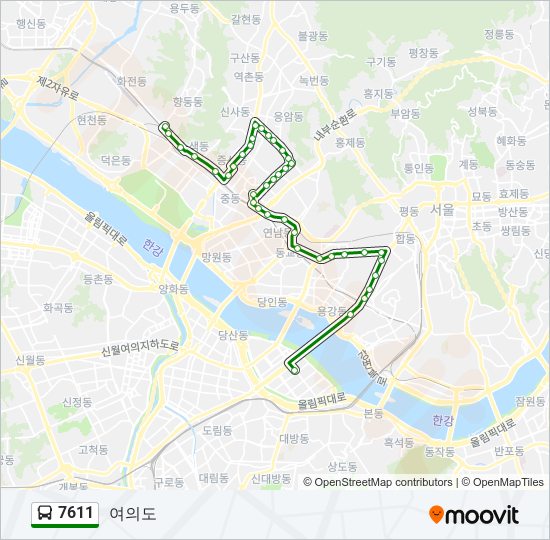 7611 버스 노선 지도