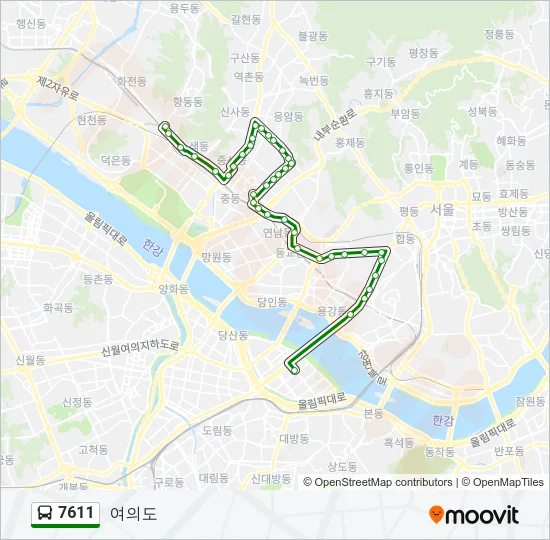 7611 버스 노선 지도