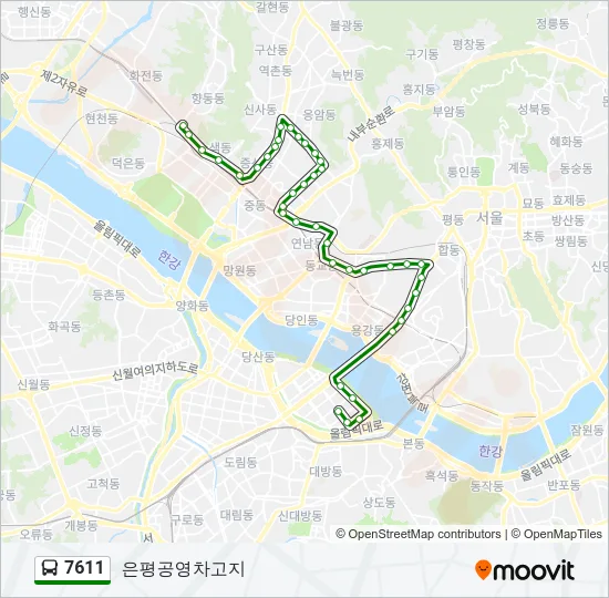 7611 버스 노선 지도