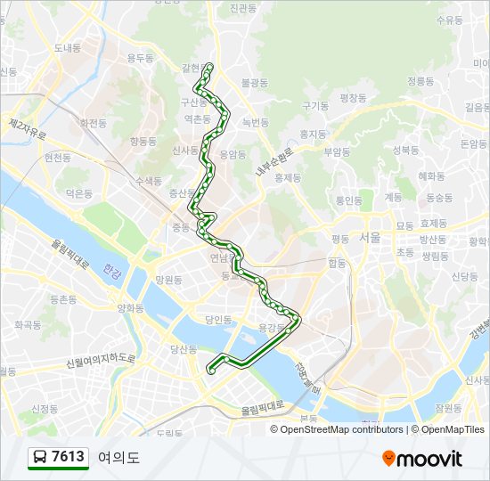 7613 버스 노선 지도