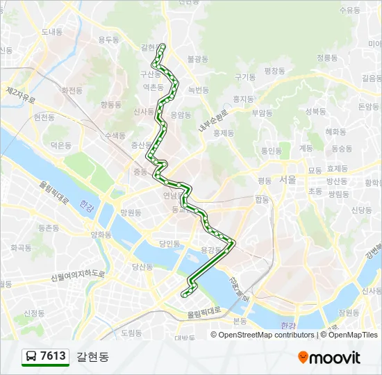 7613 버스 노선 지도