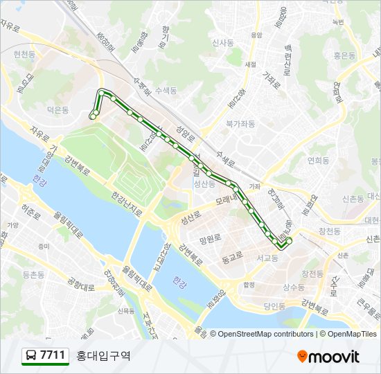 7711 버스 노선 지도
