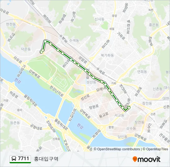 7711 버스 노선 지도