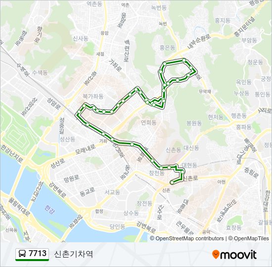 7713 bus Line Map