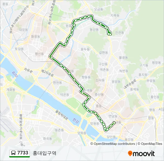 7733 버스 노선 지도