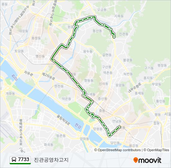 7733 버스 노선 지도