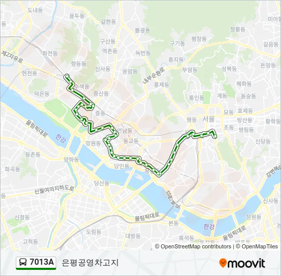 7013A 버스 노선 지도