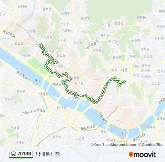7013B 버스 노선 지도