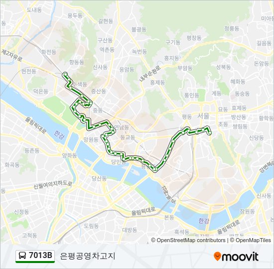 7013B 버스 노선 지도