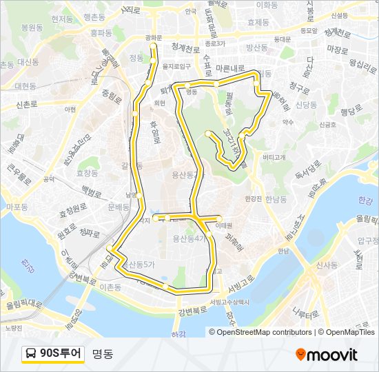 90S투어 버스 노선 지도