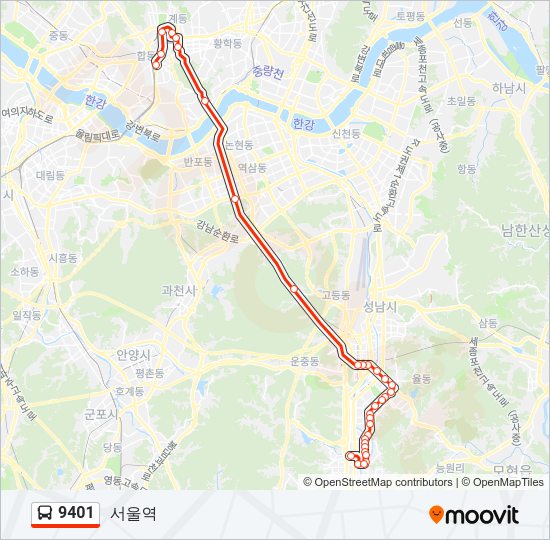 9401 버스 노선 지도