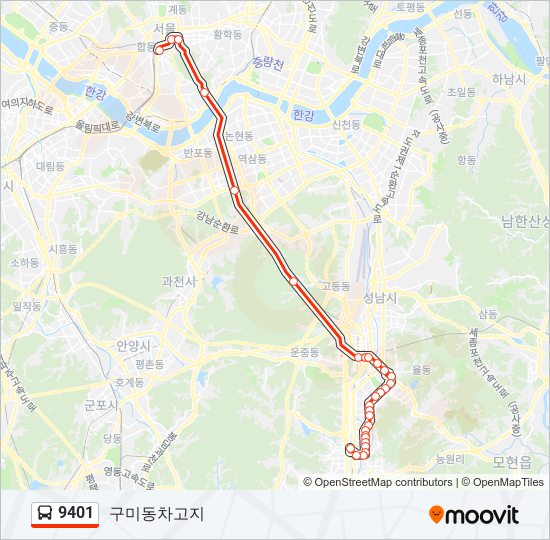 9401 버스 노선 지도