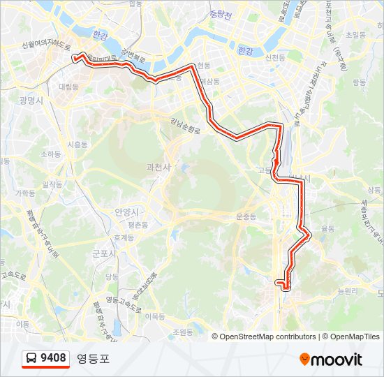 9408 버스 노선 지도