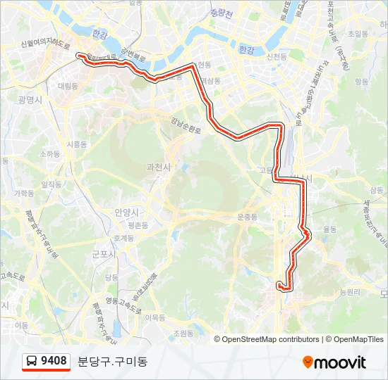 9408 버스 노선 지도