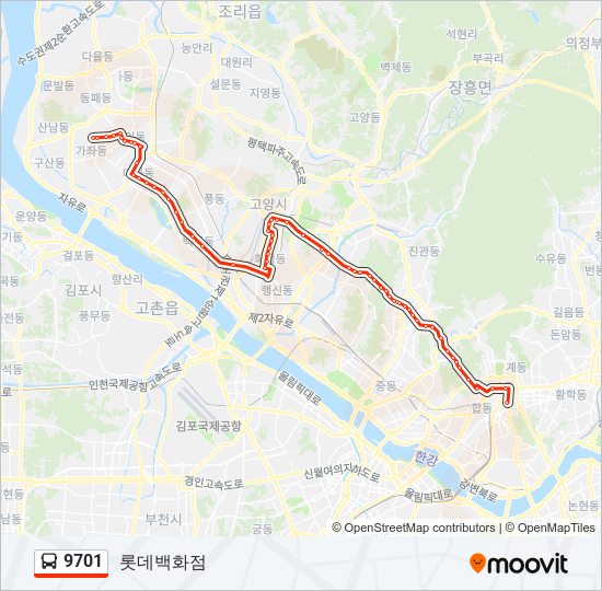 9701 bus Line Map