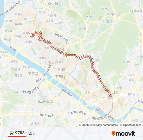 9703 버스 노선 지도