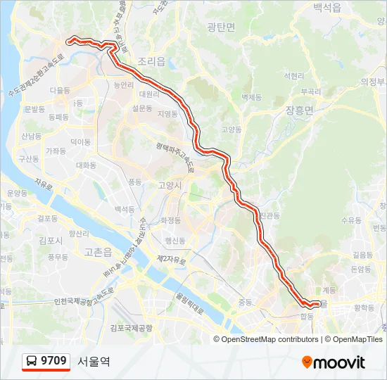9709 버스 노선 지도