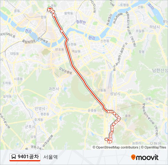 9401공차 버스 노선 지도