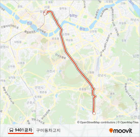 9401공차 버스 노선 지도