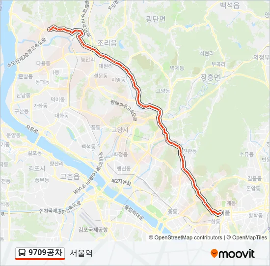 9709공차 버스 노선 지도