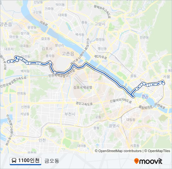 1100인천 Bus Line Map