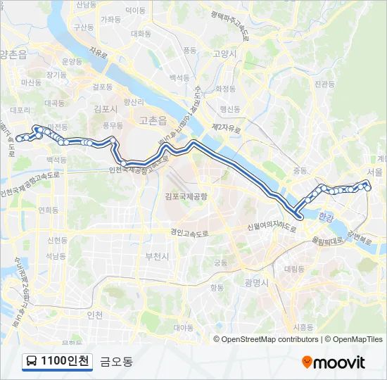 1100인천 버스 노선 지도