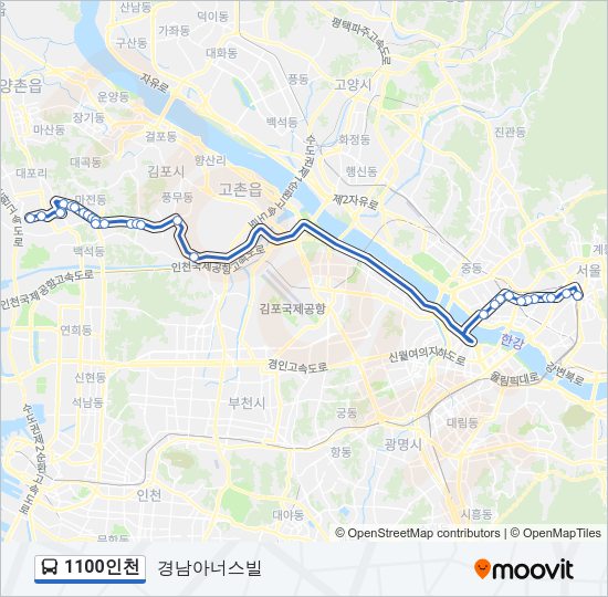 1100인천 버스 노선 지도