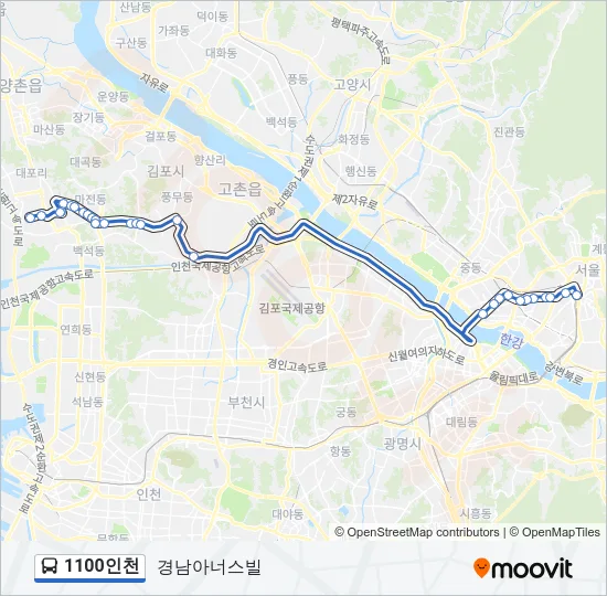 1100인천 버스 노선 지도