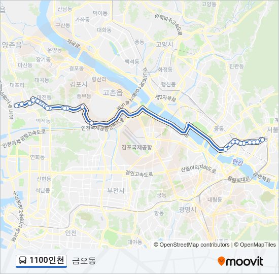 1100인천 Bus Line Map