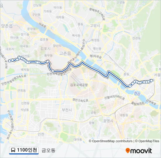 1100인천 Bus Line Map