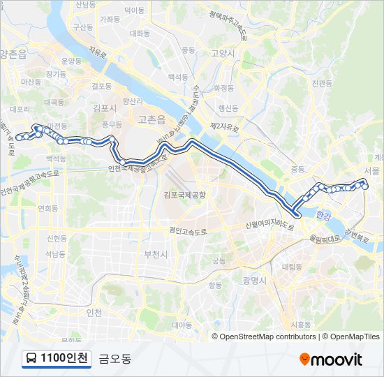 1100인천 bus Line Map