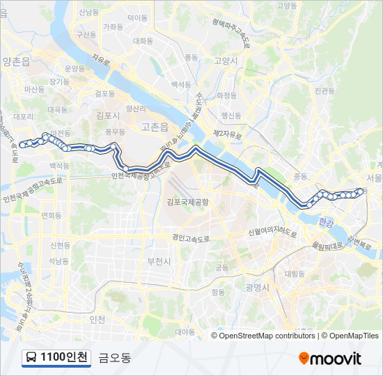 1100인천 버스 노선 지도
