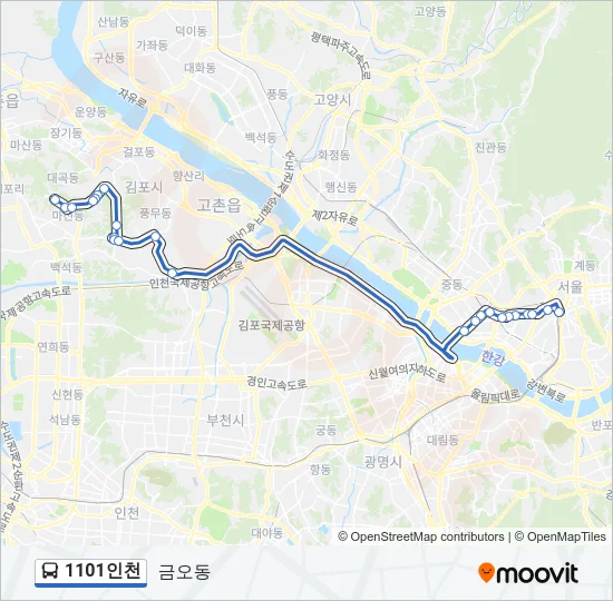 1101인천 Bus Line Map