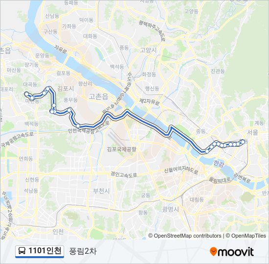 1101인천 버스 노선 지도