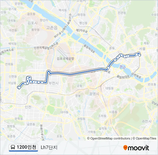 1200인천 Bus Line Map