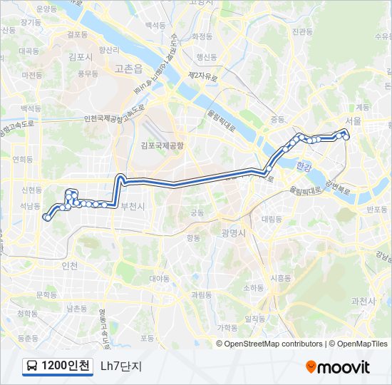 1200인천 bus Line Map
