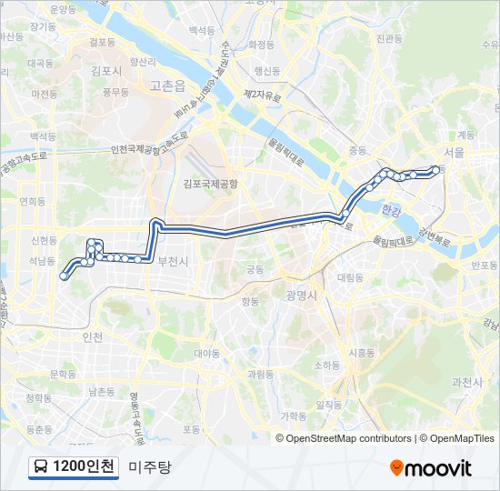 1200인천 버스 노선 지도