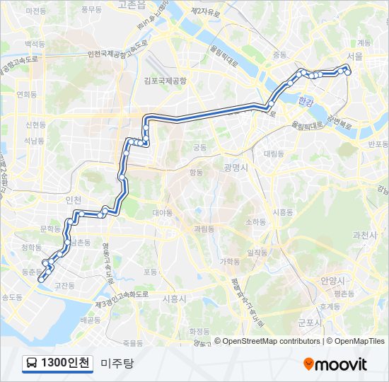 1300인천 버스 노선 지도