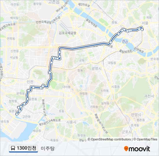 1300인천 bus Line Map