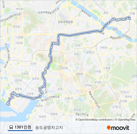 1301인천 bus Line Map