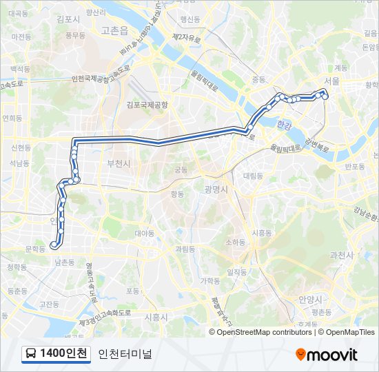 1400인천 버스 노선 지도